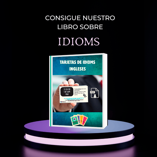 Portada de un libro digital (PDF) con tarjetas de idioms inglesas, que incluye traducciones y ejemplos.