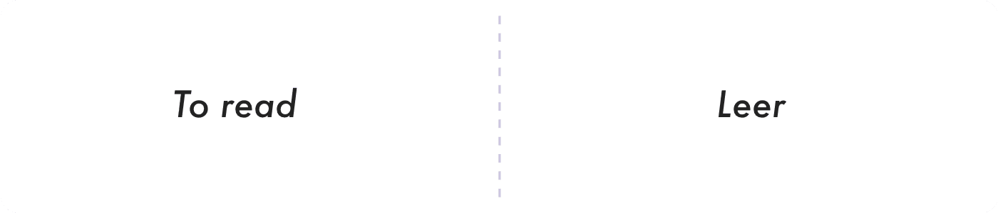 Tarjeta con la palabra "To read" en inglés y su traducción "Leer" en español.