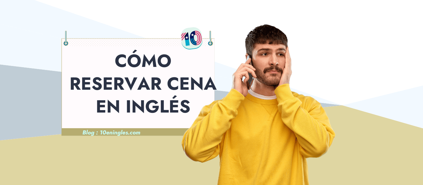 Joven con expresión preocupada aprende cómo reservar cena en inglés por teléfono con una guía práctica y visual.